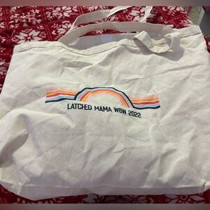 Latched Mama Cream Tote Bag with Minimalist Design